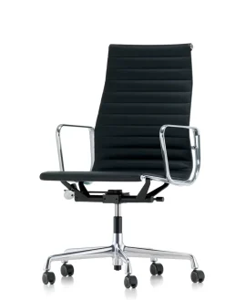 Aluminium Chair EA 119 kontorstol, sort læder fra<Vitra Online