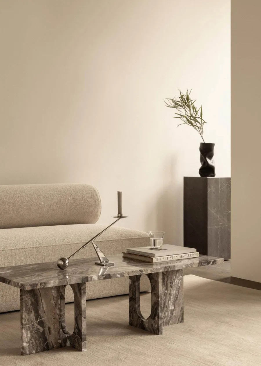 Androgyne Lounge Table, grey galaxy marble/wood fra<Audo Copenhagen Discount