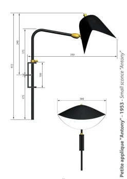 Antony Small Wall Bedside Lamp af Serge Mouille<Editions Serge Mouille New