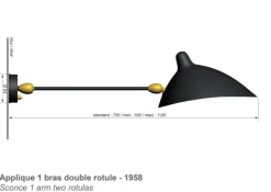 Big Wall Lamp w/1 Arm, 2 Rotula af Serge Mouille<Editions Serge Mouille Hot