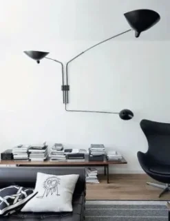 Big Wall Lamp w/3 Rotating Straight Arms af Serge Mouille<Editions Serge Mouille Best