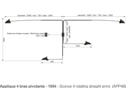 Big Wall Lamp w/4 Rotating Straight Arms af Serge Mouille<Editions Serge Mouille Sale
