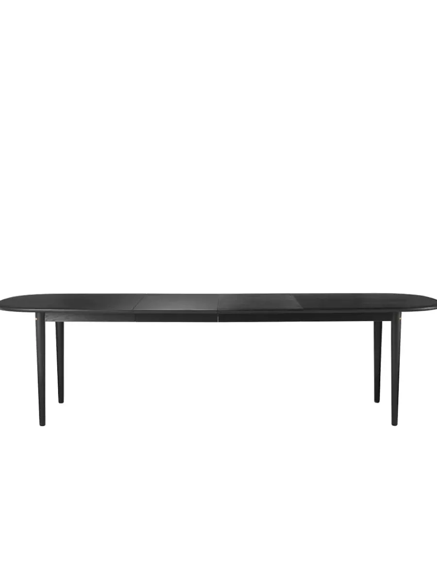 C63E Bjørk Spisebord inkl. 2 Tillægsplader, sortmalet eg fra<FDB Møbler Sale