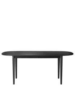 C63E Bjørk Spisebord inkl. 2 Tillægsplader, sortmalet eg fra<FDB Møbler Sale