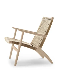 CH25 Loungestol, eg sortmalet med naturflet af Hans J. Wegner<Carl Hansen & Søn Outlet