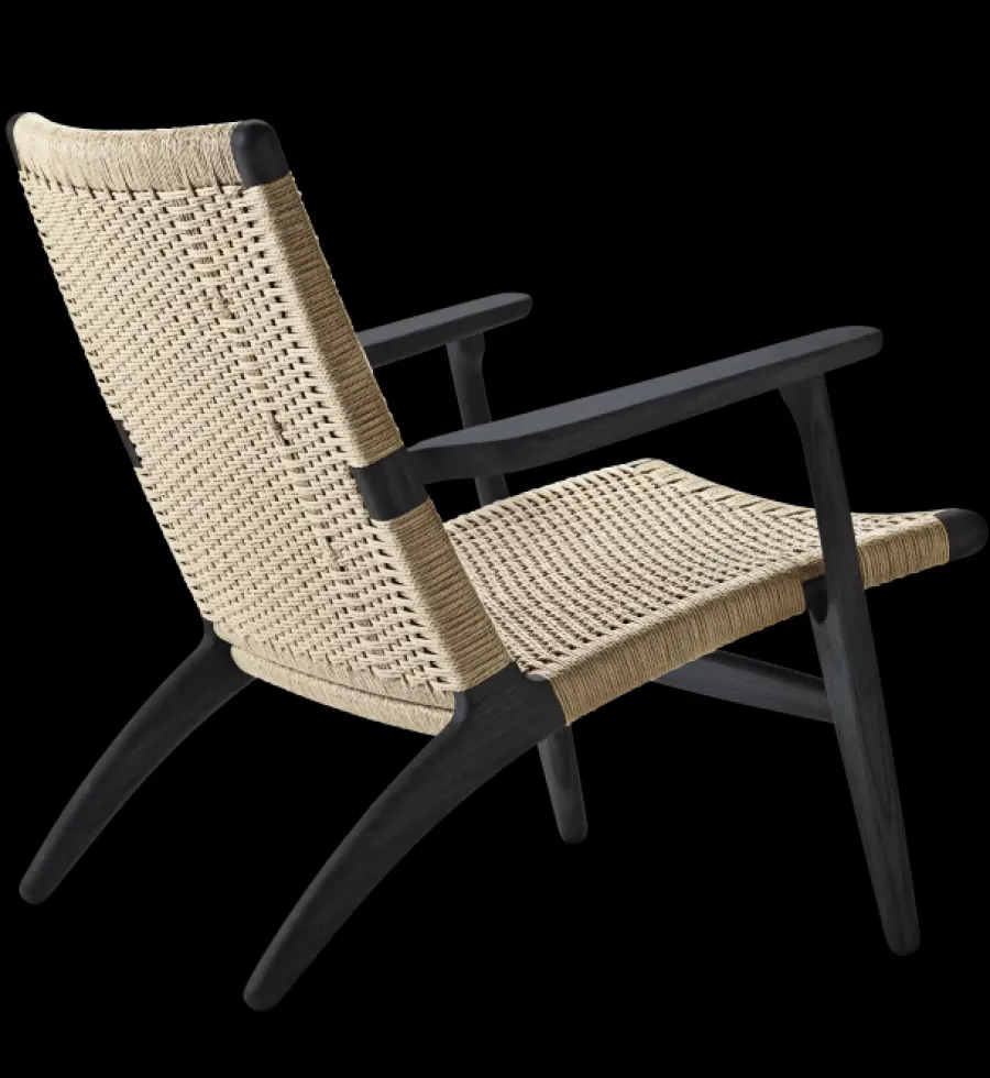 CH25 Loungestol, eg sortmalet med naturflet af Hans J. Wegner<Carl Hansen & Søn Outlet