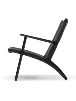 CH25 Loungestol, eg sortmalet med naturflet af Hans J. Wegner<Carl Hansen & Søn Outlet
