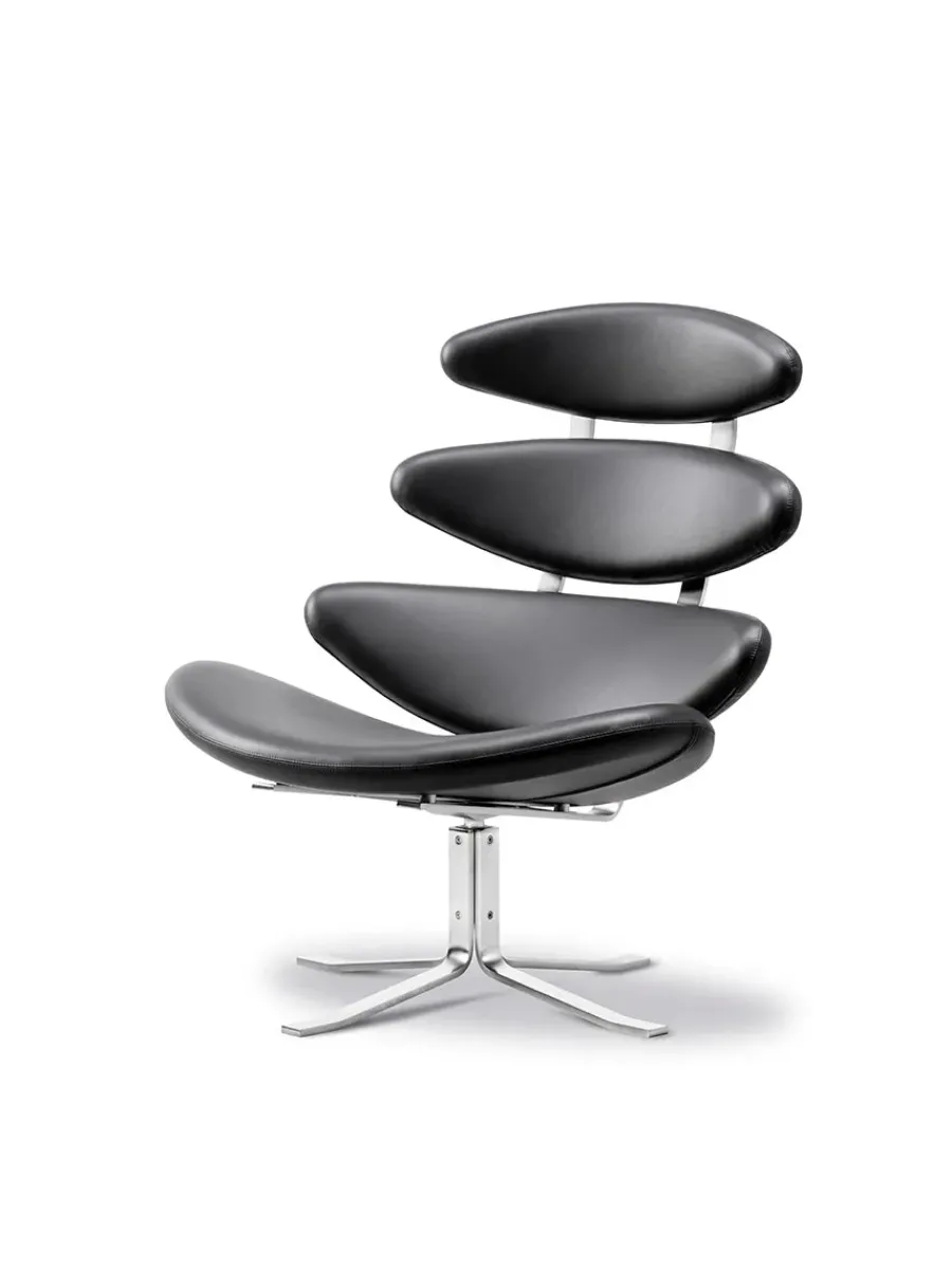 Corona Stol, sort omni 301 læder fra Erik Jørgensen<Fredericia Furniture Outlet