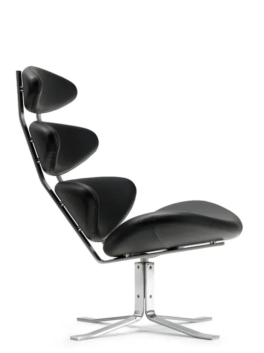 Corona Stol, sort omni 301 læder fra Erik Jørgensen<Fredericia Furniture Outlet