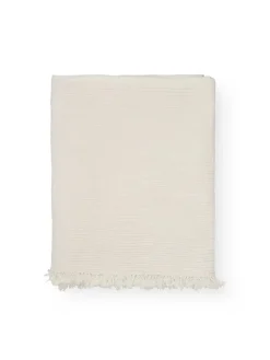 Cotton throw, Pure Ecru fra<Aiayu Discount