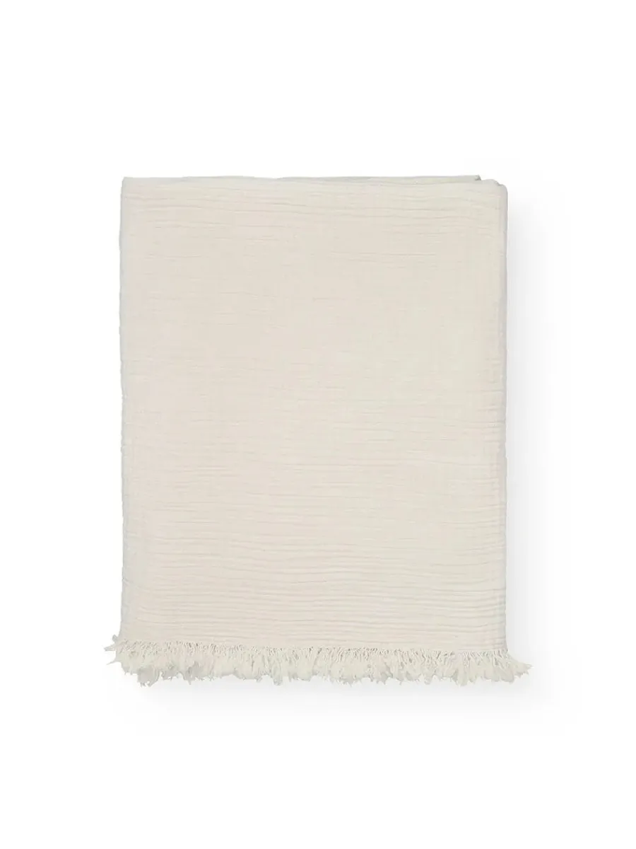Cotton throw, Pure Ecru fra<Aiayu Discount