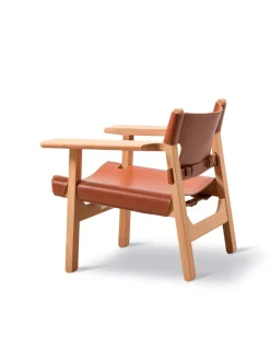 Den Spanske Stol i cognac læder, eg olie af Børge Mogensen<Fredericia Furniture Sale