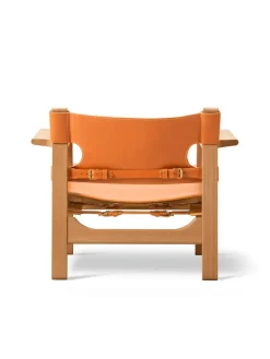 Den Spanske Stol i mørkebrun læder, eg olie af Børge Mogensen<Fredericia Furniture