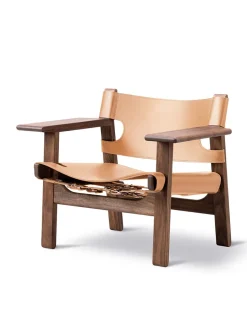 Den Spanske Stol i mørkebrun læder, eg olie af Børge Mogensen<Fredericia Furniture