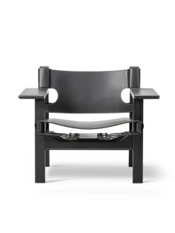 Den Spanske Stol i mørkebrun læder, eg olie af Børge Mogensen<Fredericia Furniture