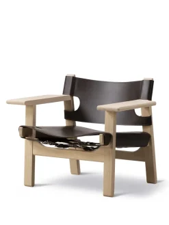 Den Spanske Stol i mørkebrun læder, eg sæbe af Børge Mogensen<Fredericia Furniture Discount