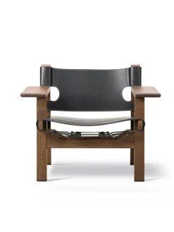 Den Spanske Stol i mørkebrun læder, eg sæbe af Børge Mogensen<Fredericia Furniture Discount