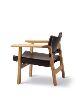Den Spanske Stol i mørkebrun læder, valnød olie af Børge Mogensen<Fredericia Furniture New