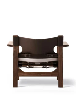 Den Spanske Stol i mørkebrun læder, valnød olie af Børge Mogensen<Fredericia Furniture New