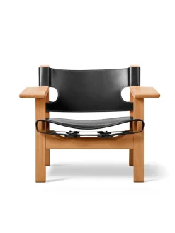 Den Spanske Stol i mørkebrun læder, valnød olie af Børge Mogensen<Fredericia Furniture New