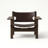 Den Spanske Stol i mørkebrun læder, Røget eg olie af Børge Mogensen<Fredericia Furniture Best