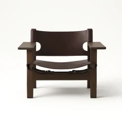 Den Spanske Stol i mørkebrun læder, Røget eg olie af Børge Mogensen<Fredericia Furniture Best