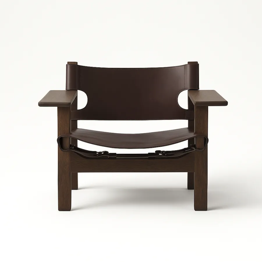 Den Spanske Stol i mørkebrun læder, Røget eg olie af Børge Mogensen<Fredericia Furniture Best
