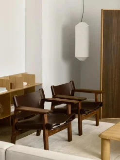 Den Spanske Stol i mørkebrun læder, Røget eg olie af Børge Mogensen<Fredericia Furniture Best