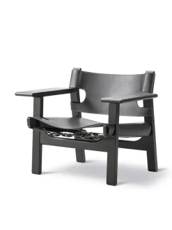 Den Spanske Stol i mørkebrun læder, Røget eg olie af Børge Mogensen<Fredericia Furniture Best