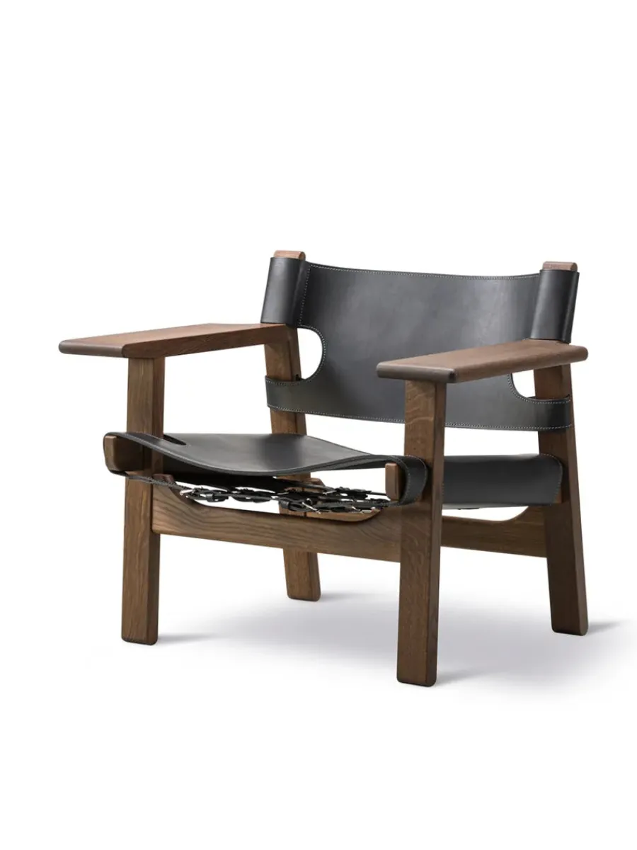 Den Spanske Stol i mørkebrun læder, Røget eg olie af Børge Mogensen<Fredericia Furniture Best