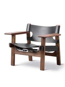 Den Spanske Stol i mørkebrun læder, Røget eg olie af Børge Mogensen<Fredericia Furniture Best