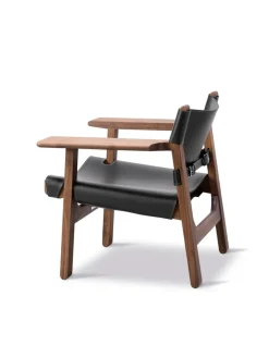 Den Spanske Stol i mørkebrun læder, Røget eg olie af Børge Mogensen<Fredericia Furniture Best