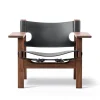 Den Spanske Stol i sort læder, valnød olie af Børge Mogensen<Fredericia Furniture Clearance
