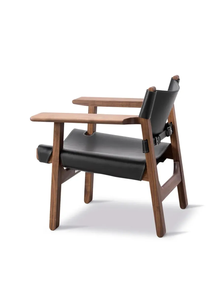 Den Spanske Stol i sort læder, valnød olie af Børge Mogensen<Fredericia Furniture Clearance