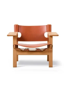 Den Spanske Stol i sort læder, valnød olie af Børge Mogensen<Fredericia Furniture Clearance