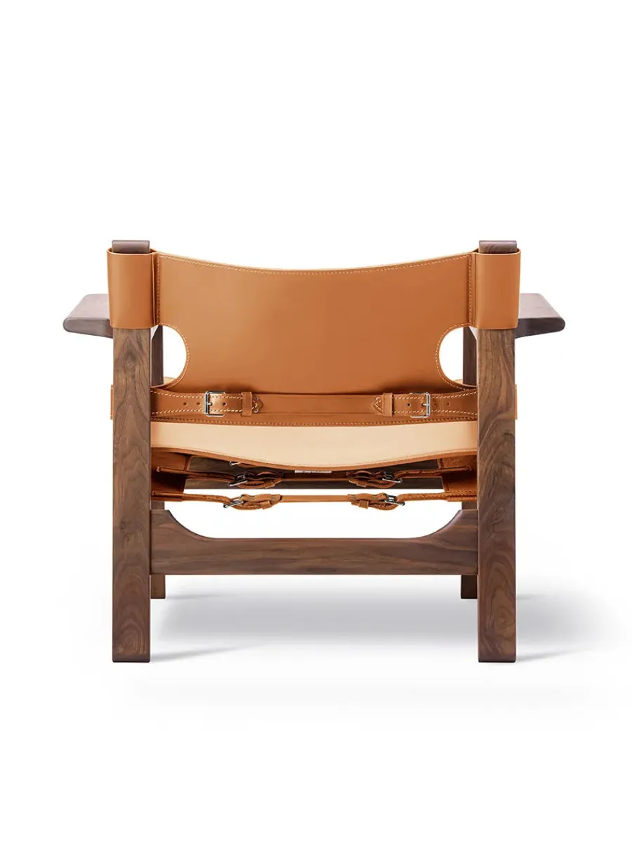 Den Spanske Stol i sort læder, valnød olie af Børge Mogensen<Fredericia Furniture Clearance
