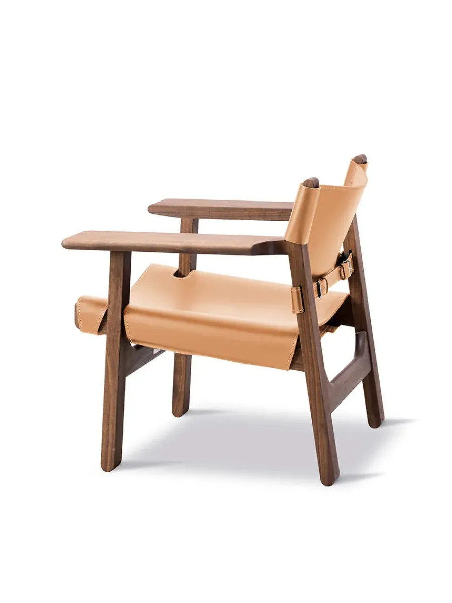 Den Spanske Stol i sort læder, valnød olie af Børge Mogensen<Fredericia Furniture Clearance