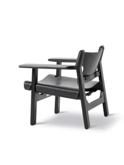 Den Spanske Stol i sort læder, valnød olie af Børge Mogensen<Fredericia Furniture Clearance