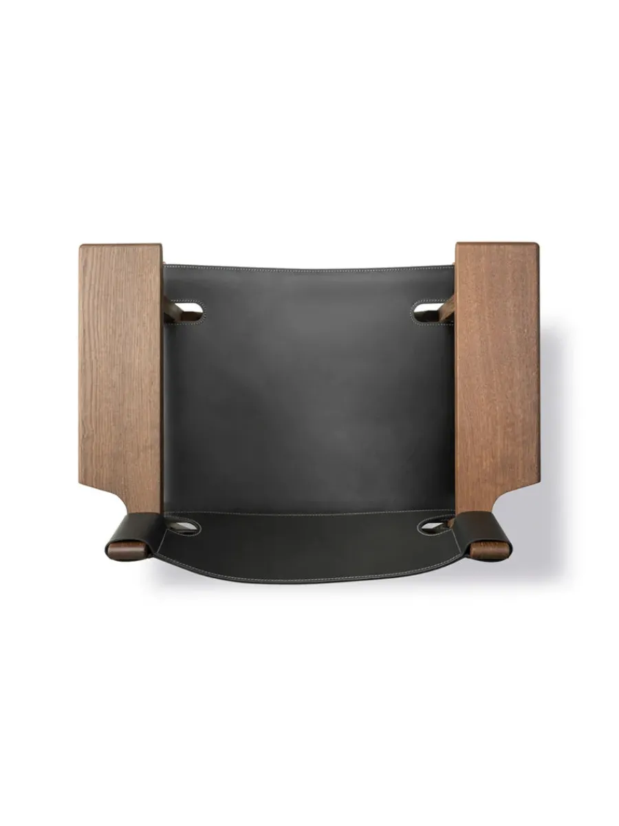 Den Spanske Stol i sort læder, valnød olie af Børge Mogensen<Fredericia Furniture Clearance