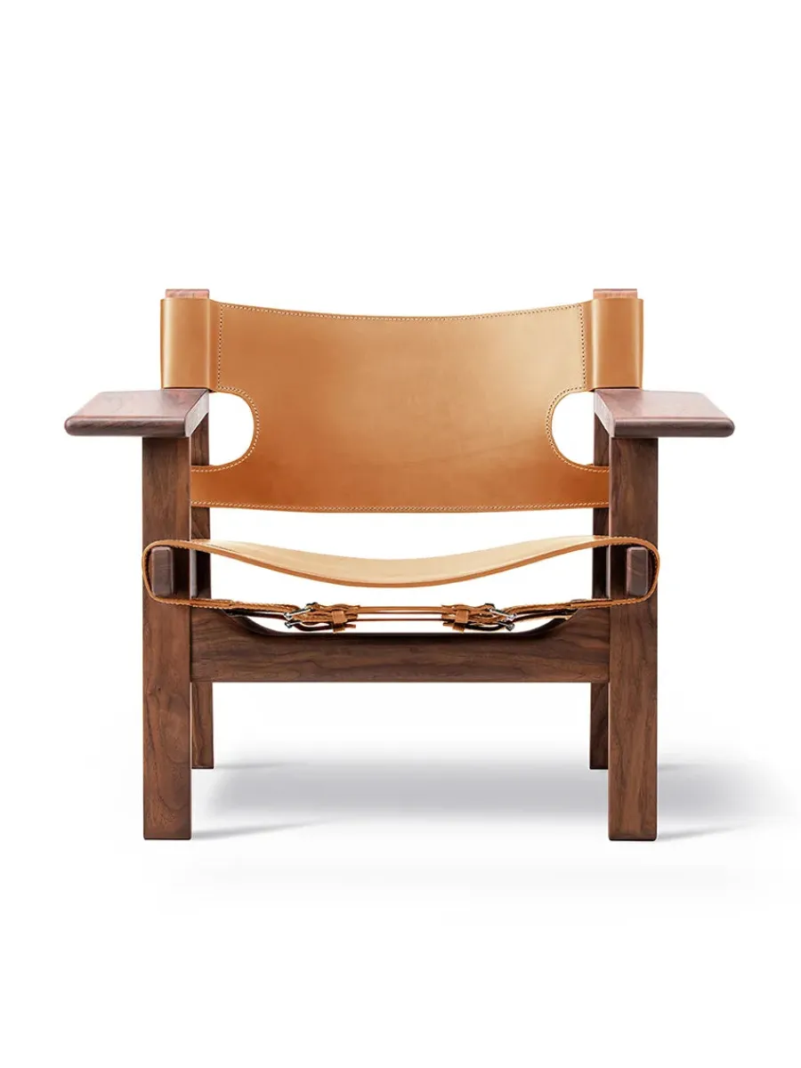 Den Spanske Stol i sort læder, eg sort lak af Børge Mogensen<Fredericia Furniture Hot