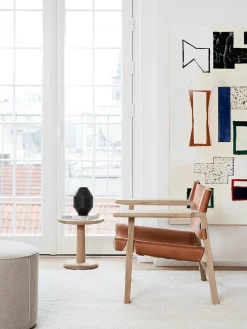 Den Spanske Stol i sort læder, eg sæbe af Børge Mogensen<Fredericia Furniture Sale