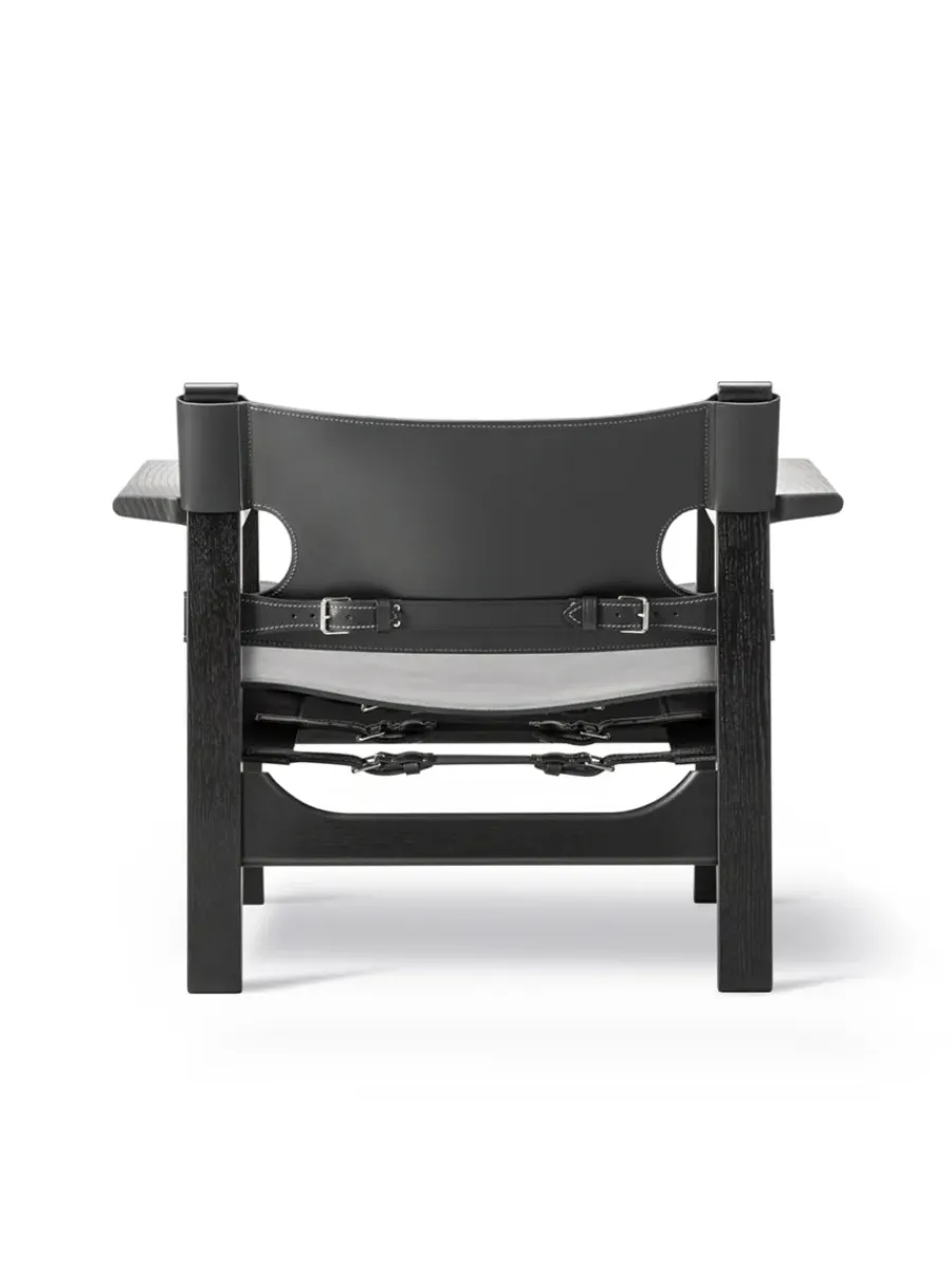 Den Spanske Stol i sort læder, eg sæbe af Børge Mogensen<Fredericia Furniture Sale