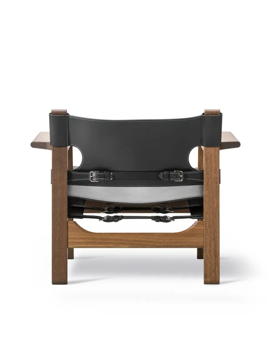 Den Spanske Stol i sort læder, eg sæbe af Børge Mogensen<Fredericia Furniture Sale