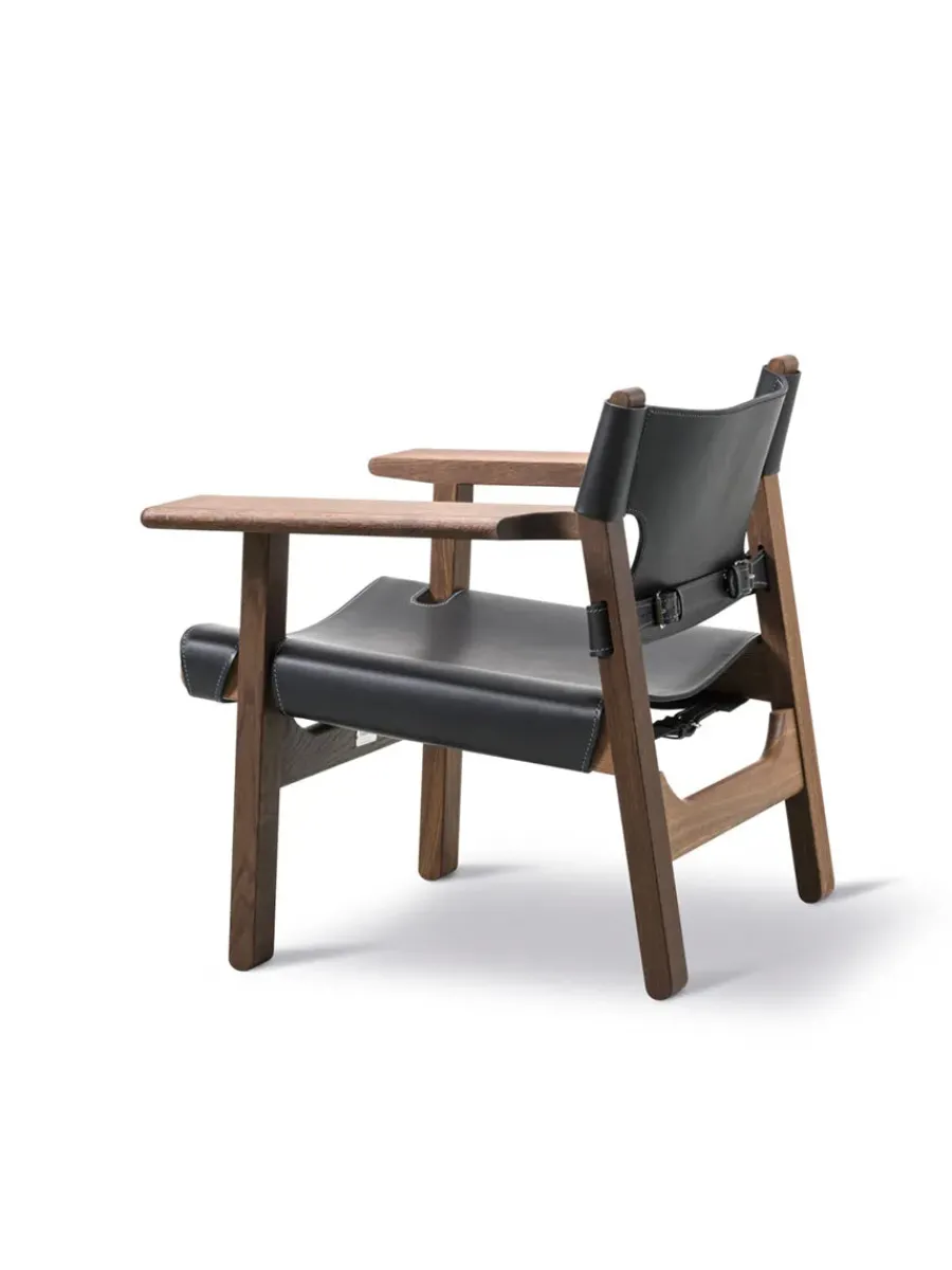 Den Spanske Stol i sort læder, eg sæbe af Børge Mogensen<Fredericia Furniture Sale