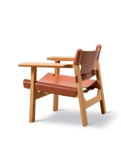 Den Spanske Stol i sort læder, røget eg olie af Børge Mogensen<Fredericia Furniture Clearance