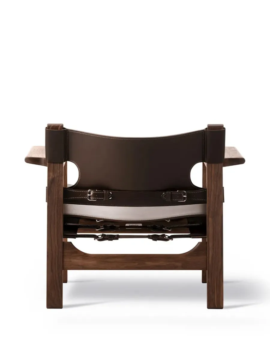 Den Spanske Stol i sort læder, røget eg olie af Børge Mogensen<Fredericia Furniture Clearance