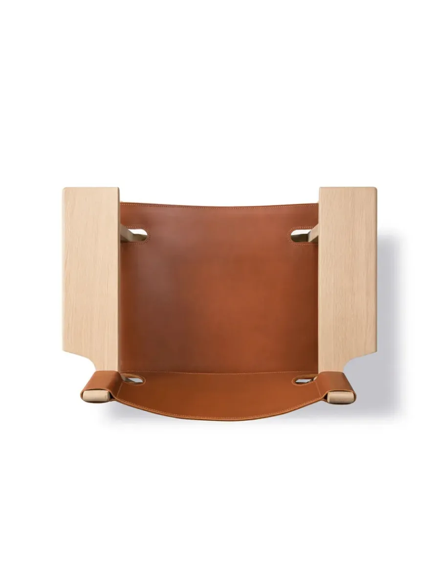 Den Spanske Stol i sort læder, eg olie af Børge Mogensen<Fredericia Furniture New