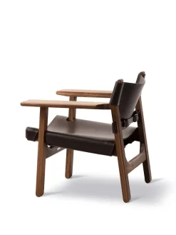 Den Spanske Stol i sort læder, eg olie af Børge Mogensen<Fredericia Furniture New