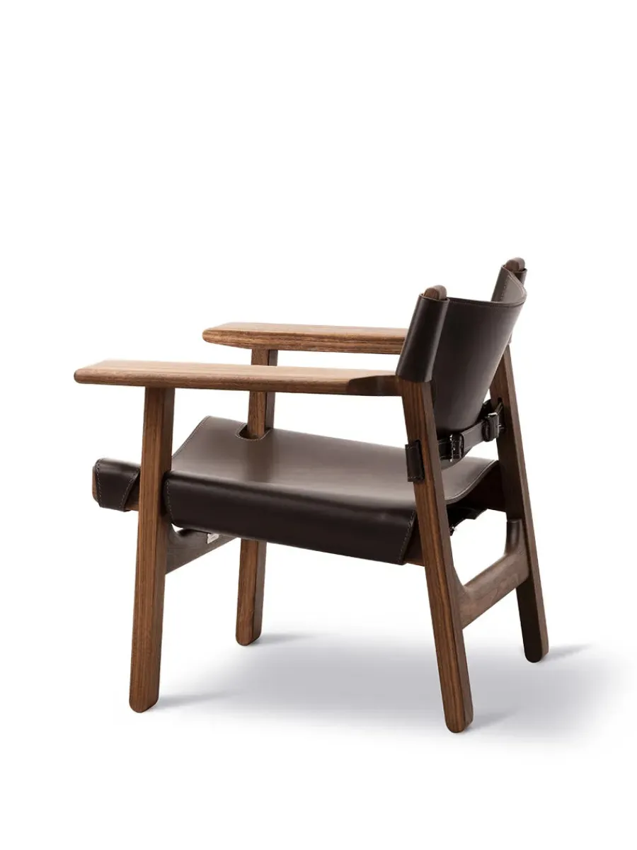 Den Spanske Stol i sort læder, eg olie af Børge Mogensen<Fredericia Furniture New