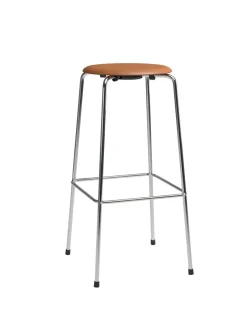 Dot Høj Barstol m. 4 ben, valnød læder af Arne Jacobsen<Fritz Hansen Outlet